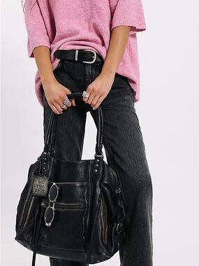 NWT We The Free Black Leather Emerson Tote Bag - Sold Out Black